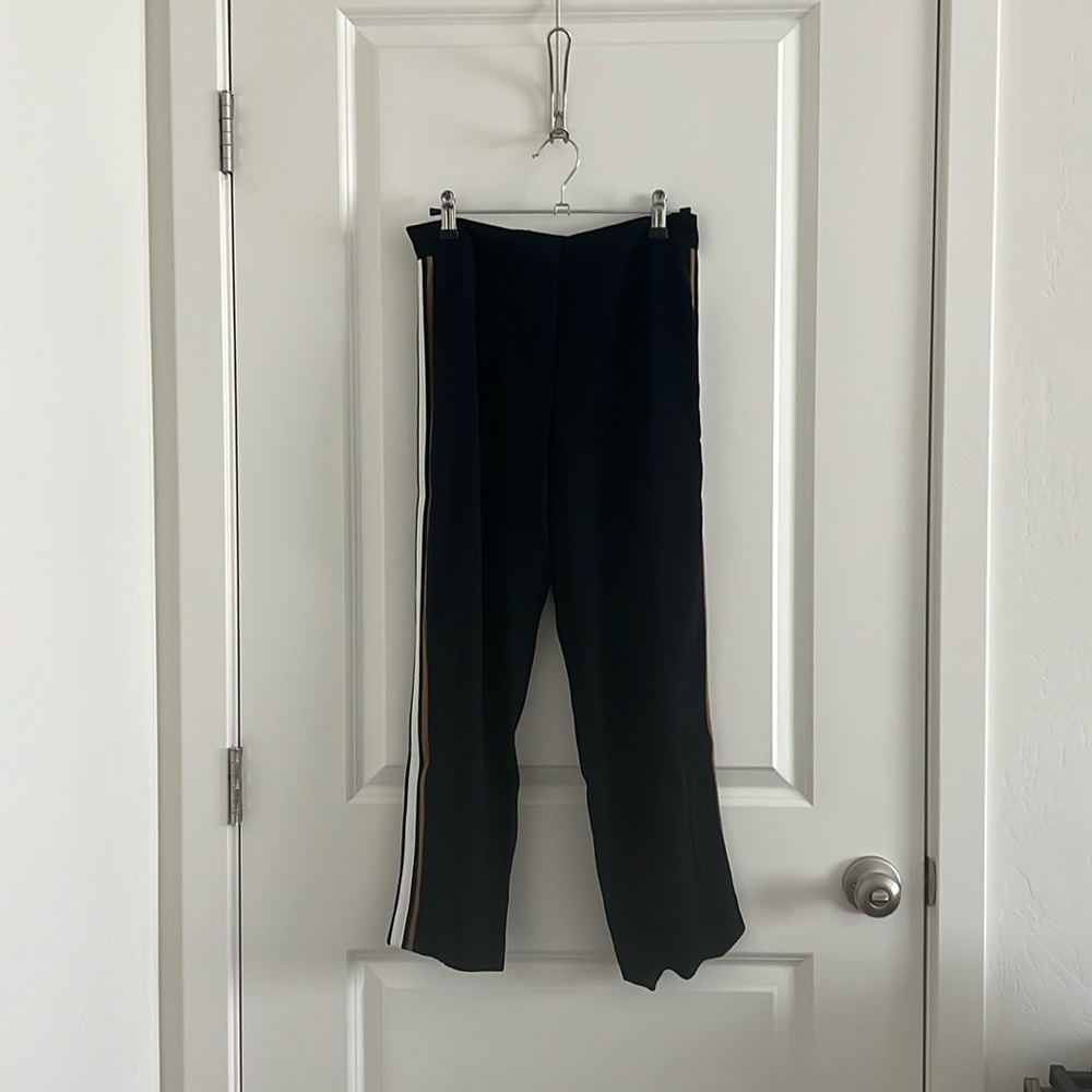 Babaton Black Wide-Leg Pants with Side Stripe